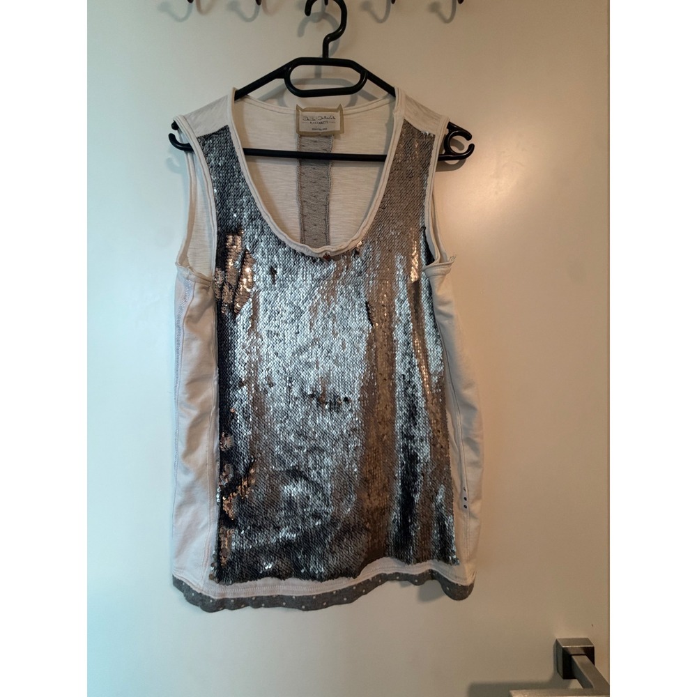 Elisa Cavaletti Daniela Dallavalle White Sequin Tank Top Italian Art Wear Medium